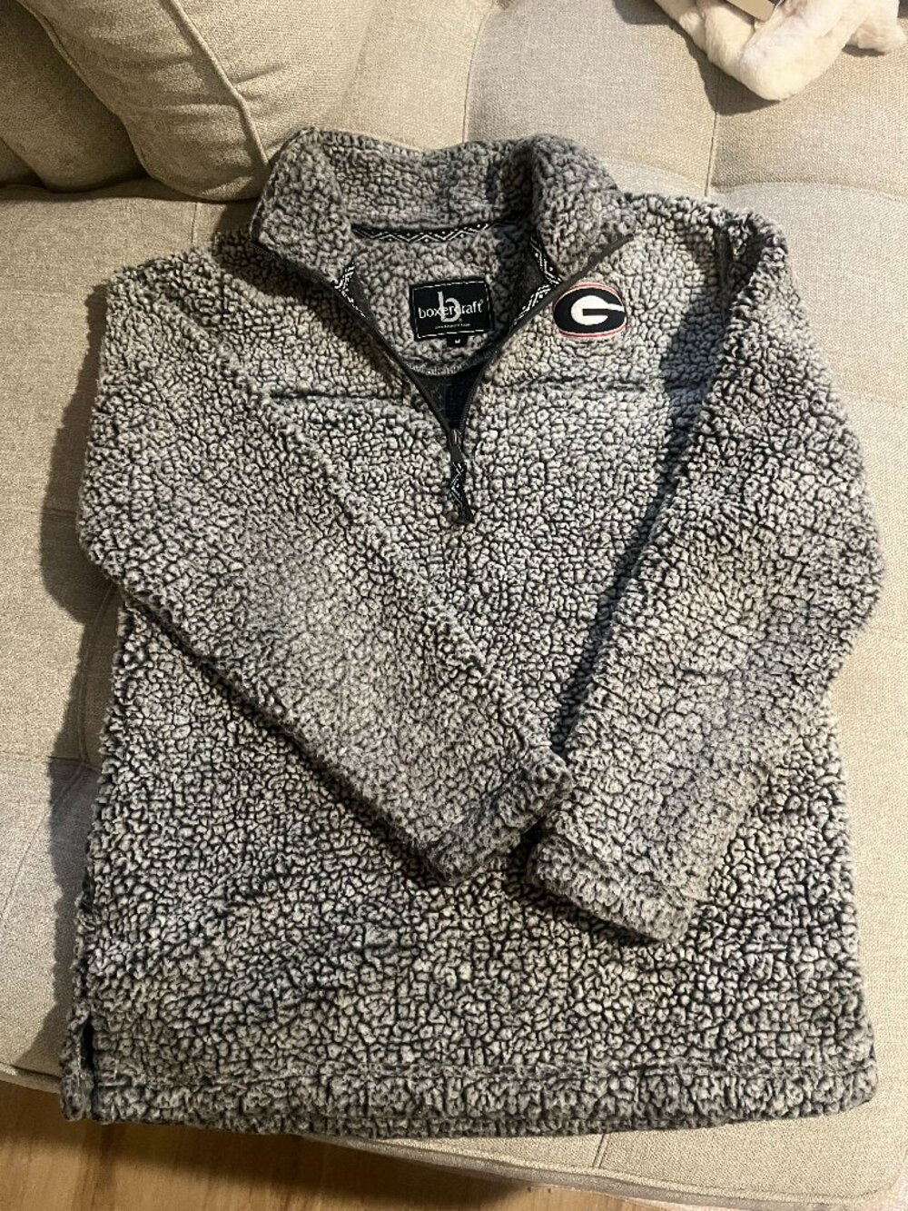 Boxercraft Women's Gray Georgia Bulldogs Sherpa Super Soft Quarter-Zip Pullover